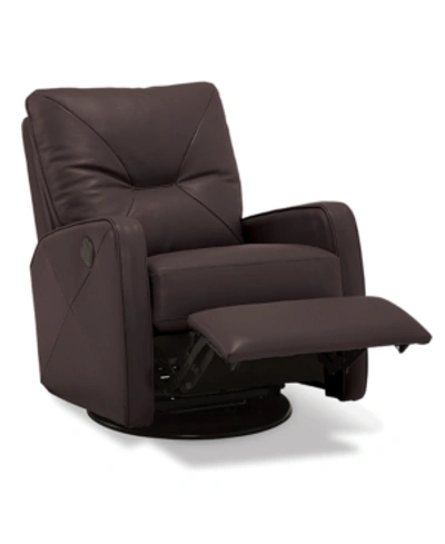 Furniture Finchley Leather Power Swivel Glider Recliner In Cafe Brown