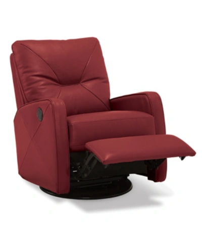 Furniture Finchley Leather Power Swivel Glider Recliner In Cherry (special Order)