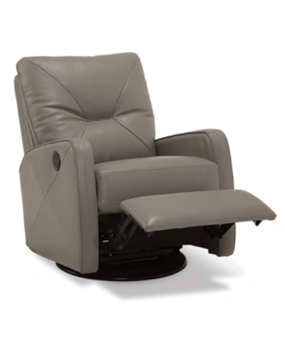 Furniture Finchley Leather Power Swivel Glider Recliner In Pewter (special Order)