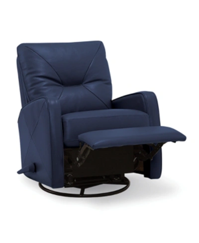 Furniture Finchley Leather Swivel Rocker Recliner In Sapphire (special Order)