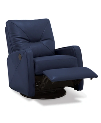 Furniture Finchley Leather Power Swivel Glider Recliner In Sapphire (special Order)