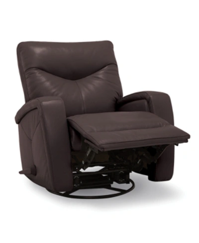 Furniture Erith Leather Swivel Rocker Recliner In Cafe Brown