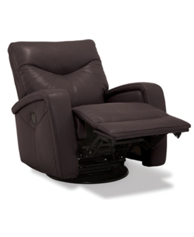 Furniture Erith Leather Power Swivel Glider Recliner In Cafe Brown