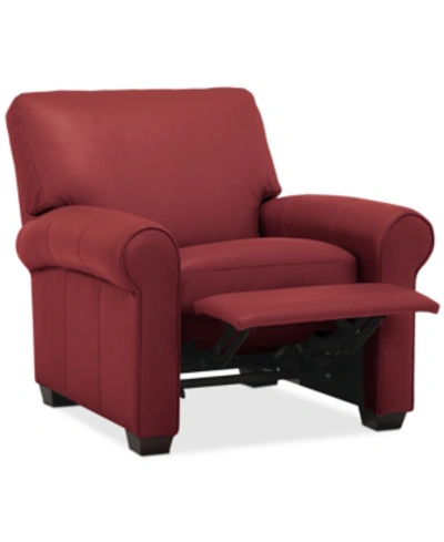 Furniture Orid 36" Leather Roll Arm Pushback Recliner, Created For Macy's In Cherry (special Order)