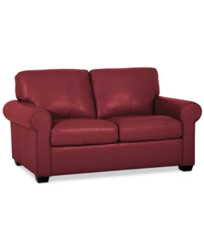 Furniture Orid 59" Leather Roll Arm Loveseat, Created For Macy's In Cherry (special Order)