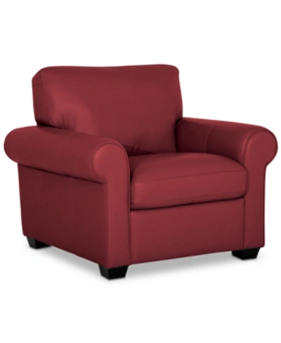 Furniture Orid 36" Leather Roll Arm Chair, Created For Macy's In Cherry (special Order)
