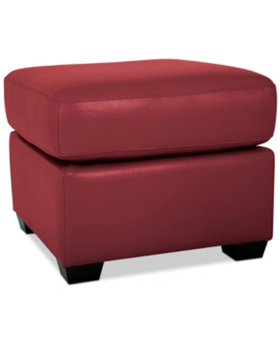 Furniture Orid Leather Ottoman, Created For Macy's In Cherry (special Order)