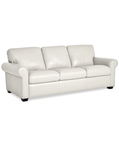 Furniture Orid 84" Leather Roll Arm Sofa, Created For Macy's In Snow (special Order)