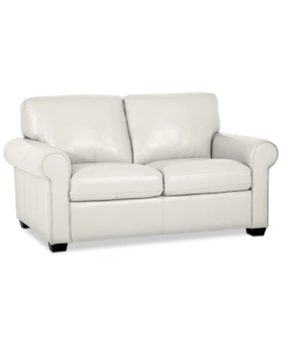 Furniture Orid 59" Leather Roll Arm Loveseat, Created For Macy's In Snow (special Order)