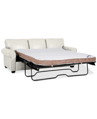 Furniture Orid 84" Queen Leather Roll Arm Sleeper, Created For Macy's In Snow (special Order)