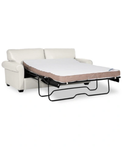 Furniture Orid 77" Full Roll Arm Leather Sleeper, Created For Macy's In Snow (special Order)