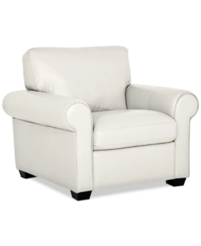 Furniture Orid 36" Leather Roll Arm Chair, Created For Macy's In Snow (special Order)
