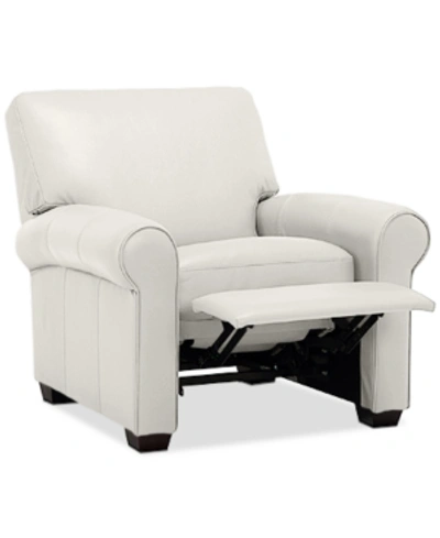 Furniture Orid 36" Leather Roll Arm Pushback Recliner, Created For Macy's In Snow (special Order)