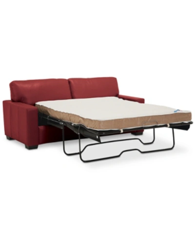 Furniture Ennia 75" Leather Full Sleeper, Created For Macy's In Cherry (special Order)