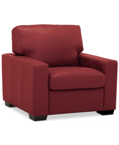 Furniture Ennia 36" Leather Armchair, Created For Macy's In Cherry (special Order)