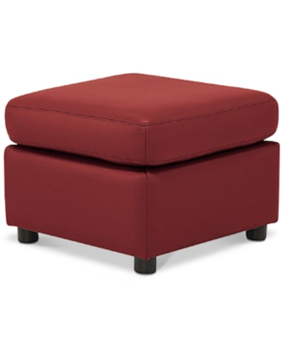 Furniture Ennia Leather Ottoman, Created For Macy's In Cherry (special Order)