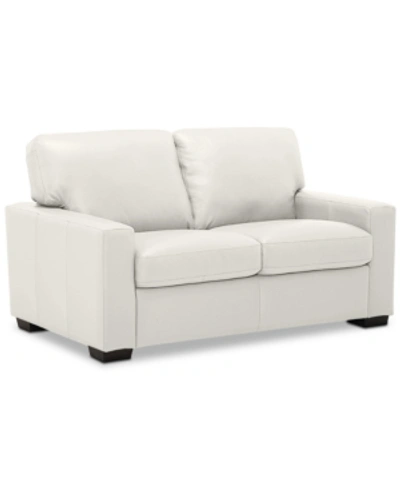 Furniture Ennia 59" Leather Loveseat, Created For Macy's In Snow (special Order)