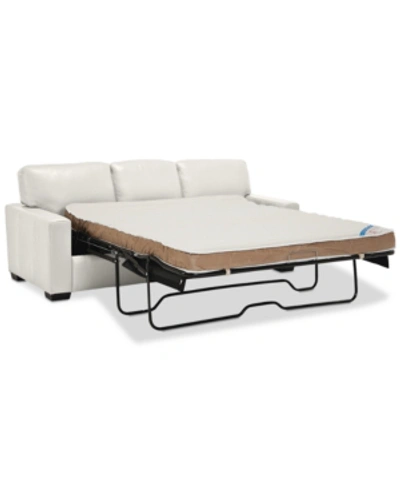 Furniture Ennia 82" Leather Queen Sleeper Sofa, Created For Macy's In Snow (special Order)