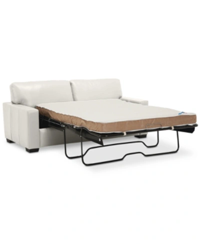 Furniture Ennia 75" Leather Full Sleeper, Created For Macy's In Snow (special Order)