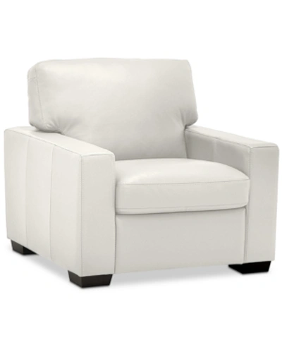 Furniture Ennia 36" Leather Armchair, Created For Macy's In Snow (special Order)