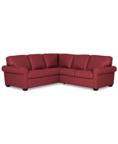Furniture Orid 2-pc. "l"-shaped Leather Roll Arm Sectional , Created For Macy's In Cherry (special Order)