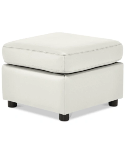 Furniture Ennia Leather Ottoman, Created For Macy's In Snow (special Order)