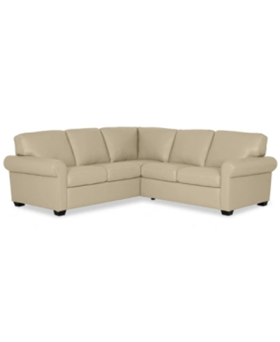 Furniture Orid 2-pc. "l"-shaped Leather Roll Arm Sectional , Created For Macy's In Lace (special Order)