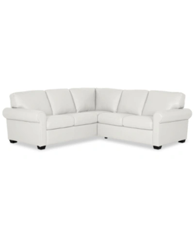 Furniture Orid 2-pc. "l"-shaped Leather Roll Arm Sectional , Created For Macy's In Snow (special Order)