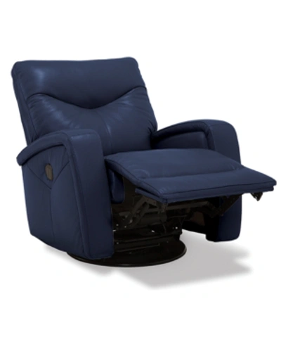 Furniture Erith Leather Power Swivel Glider Recliner In Sapphire (special Order)
