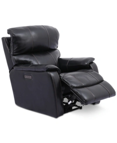 Furniture Hatherleigh 34" Leather Dual Power Recliner With Usb Power Outlet In Black
