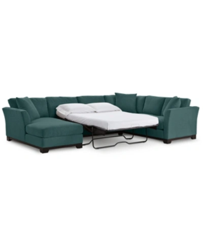 Furniture Elliot Ii 138" Fabric 3-piece Chaise Sleeper Sectional, Created For Macy's In Merit Peacock Green
