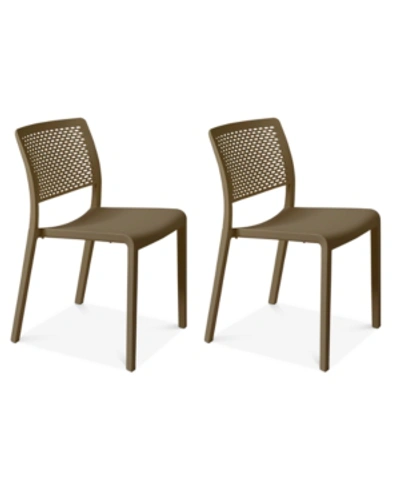 Furniture Trama Set Of 2 Indoor/outdoor Chairs In Chocolate