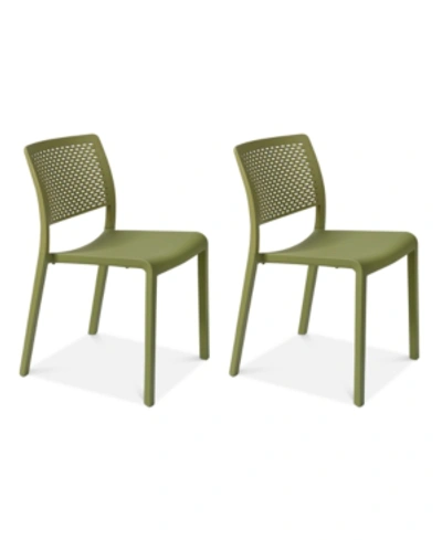 Furniture Trama Set Of 2 Indoor/outdoor Chairs In Olive Green