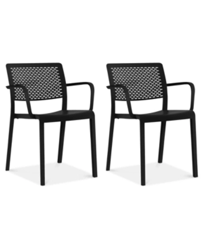 Furniture Trama Set Of 2 Indoor/outdoor Armchairs In Black