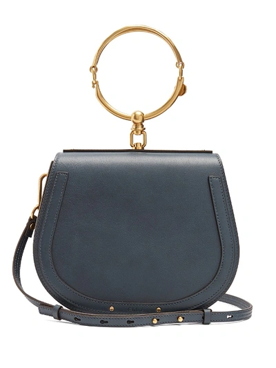 Chloé Nile Medium Leather And Suede Cross-body Bag In Dark Teal