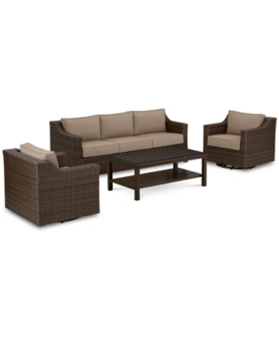 Furniture Camden Outdoor Wicker 4-pc. Seating Set (1 Sofa, 2 Swivel Chairs & 1 Coffee Table), Created For Macy