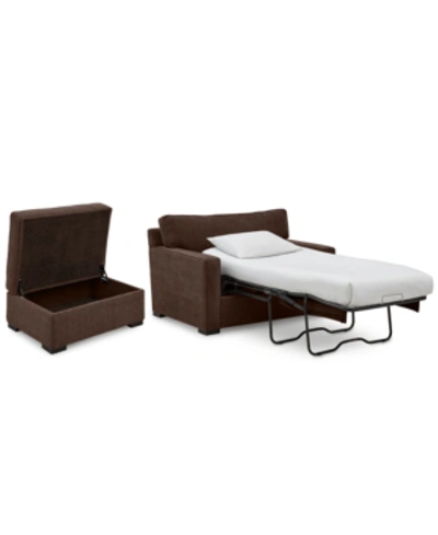 Furniture Radley 54" Fabric Chair Bed & 36" Storage Ottoman, Created For Macy's In Heavenly Java Brown