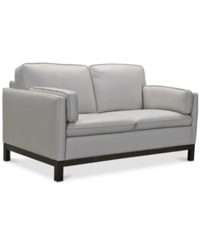 Furniture Closeout! Virton 63" Leather Loveseat, Created For Macy's In Dove Grey