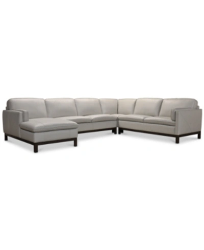 Furniture Virton 136" 4-pc. Leather Chaise Sectional Sofa, Created For Macy's In Dove Grey