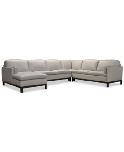 Furniture Closeout! Virton 136" 4-pc. Leather Chaise Sectional Sofa, Created For Macy's In Dove Grey