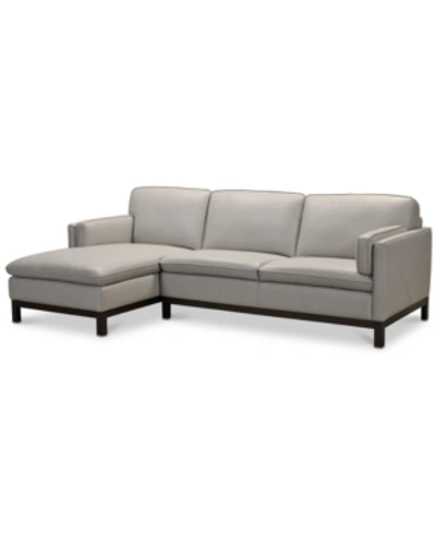 Furniture Virton 2-pc. Leather Chaise Sectional Sofa, Created For Macy's In Dove Grey