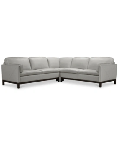Furniture Closeout! Virton 3-pc. Leather "l" Sectional Sofa, Created For Macy's In Dove Grey
