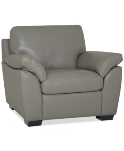 Furniture Lothan 41" Leather Chair, Created For Macy's In Valencia Pewter Grey