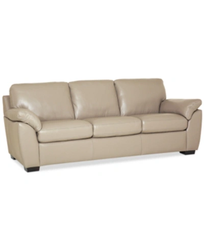 Furniture Lothan 87" Leather Sofa, Created For Macy's In Valencia Lace Beige