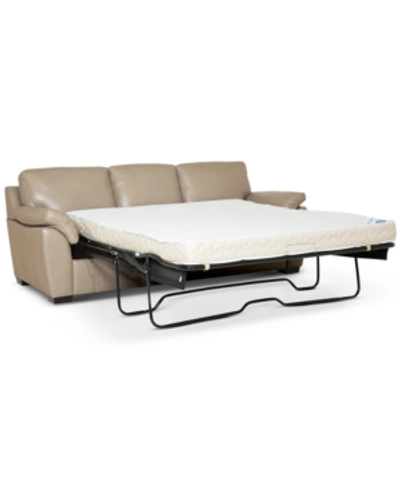Furniture Lothan 87" Leather Queen Sleeper, Created For Macy's In Valencia Lace Beige