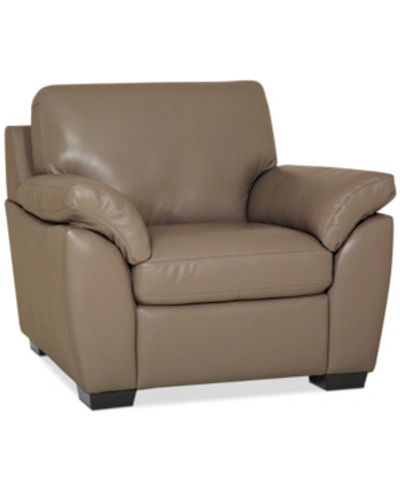 Furniture Lothan 41" Leather Chair, Created For Macy's In Valencia Dune Beige