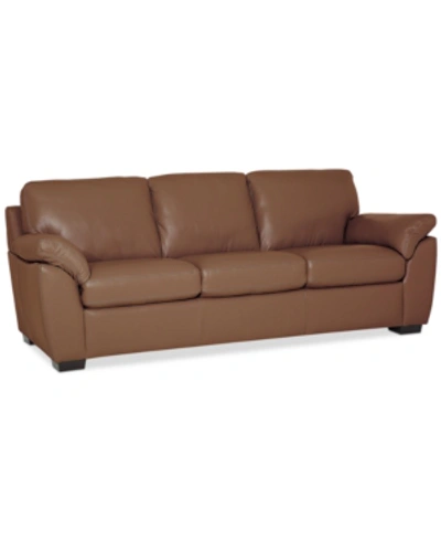 Furniture Lothan 87" Leather Sofa, Created For Macy's In Valencia Biscotti Tan