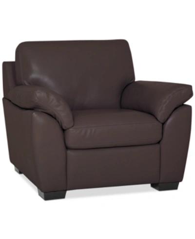 Furniture Lothan 41" Leather Chair, Created For Macy's In Valencia Cafe Brown