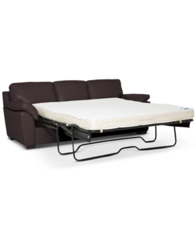 Furniture Lothan 87" Leather Queen Sleeper, Created For Macy's In Valencia Cafe Brown