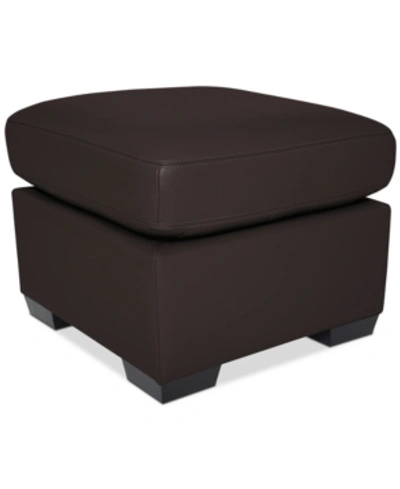Furniture Lothan 24" Leather Ottoman, Created For Macy's In Valencia Cafe Brown